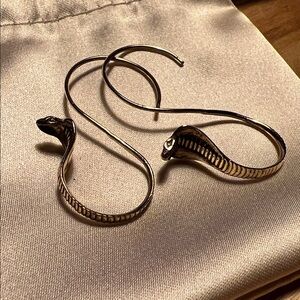 VINTAGE HANDMADE King Cobra Dangle Hoop Earrings - never worn